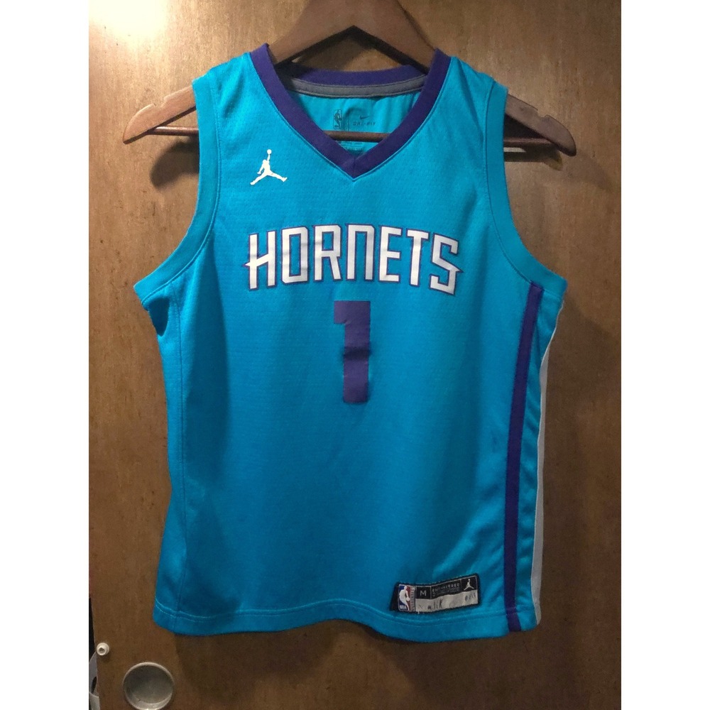 Jordan Charlotte Hornets Malik Monk #1 Youth Jersey Medium Teal 07/2018 BZ2P